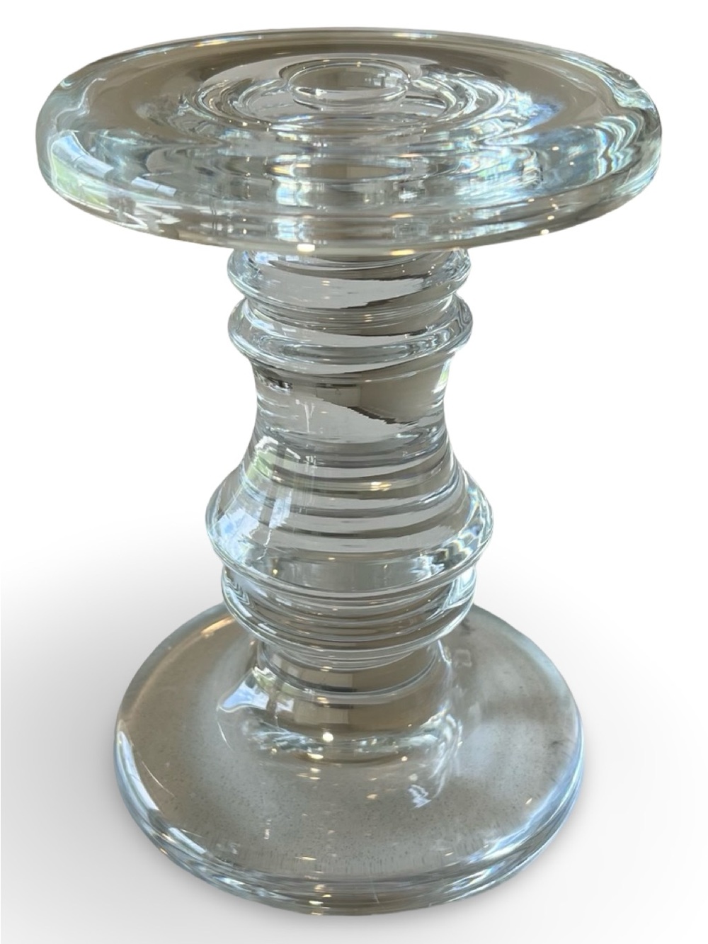 Vintage Krosno Poland "Claro" Heavy Clear Crystal Candle Holder 6”